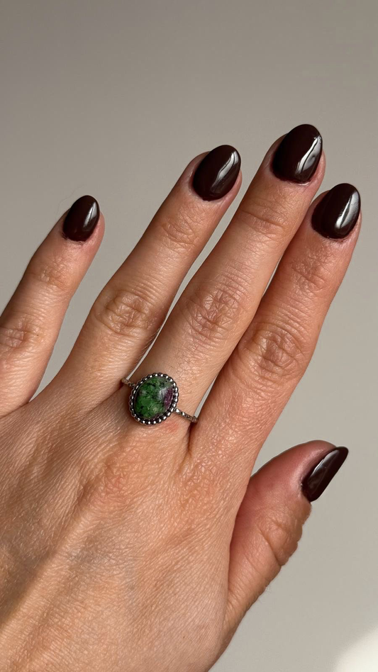 Bague acier inoxydable et pierre naturelle - Argent & diverses pierres