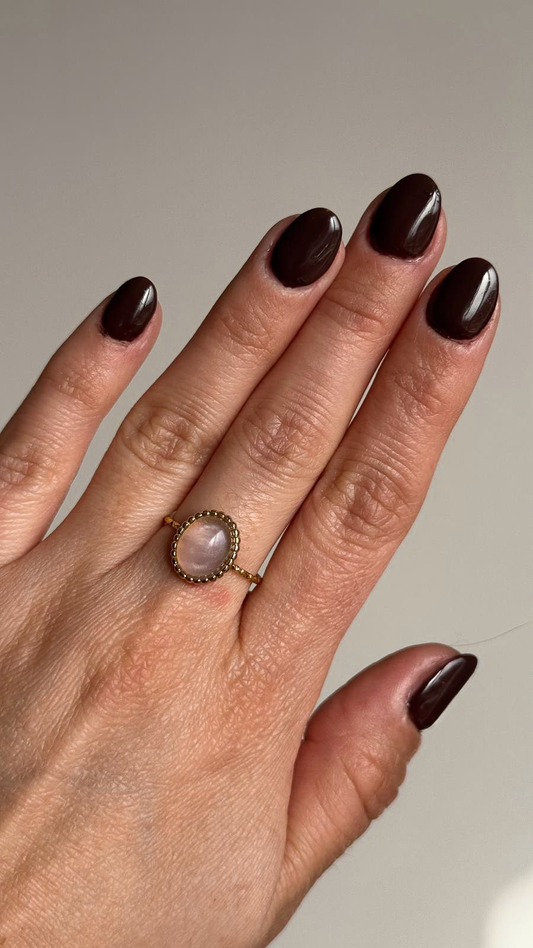 Bague acier inoxydable et pierre naturelle - Or & diverses pierres