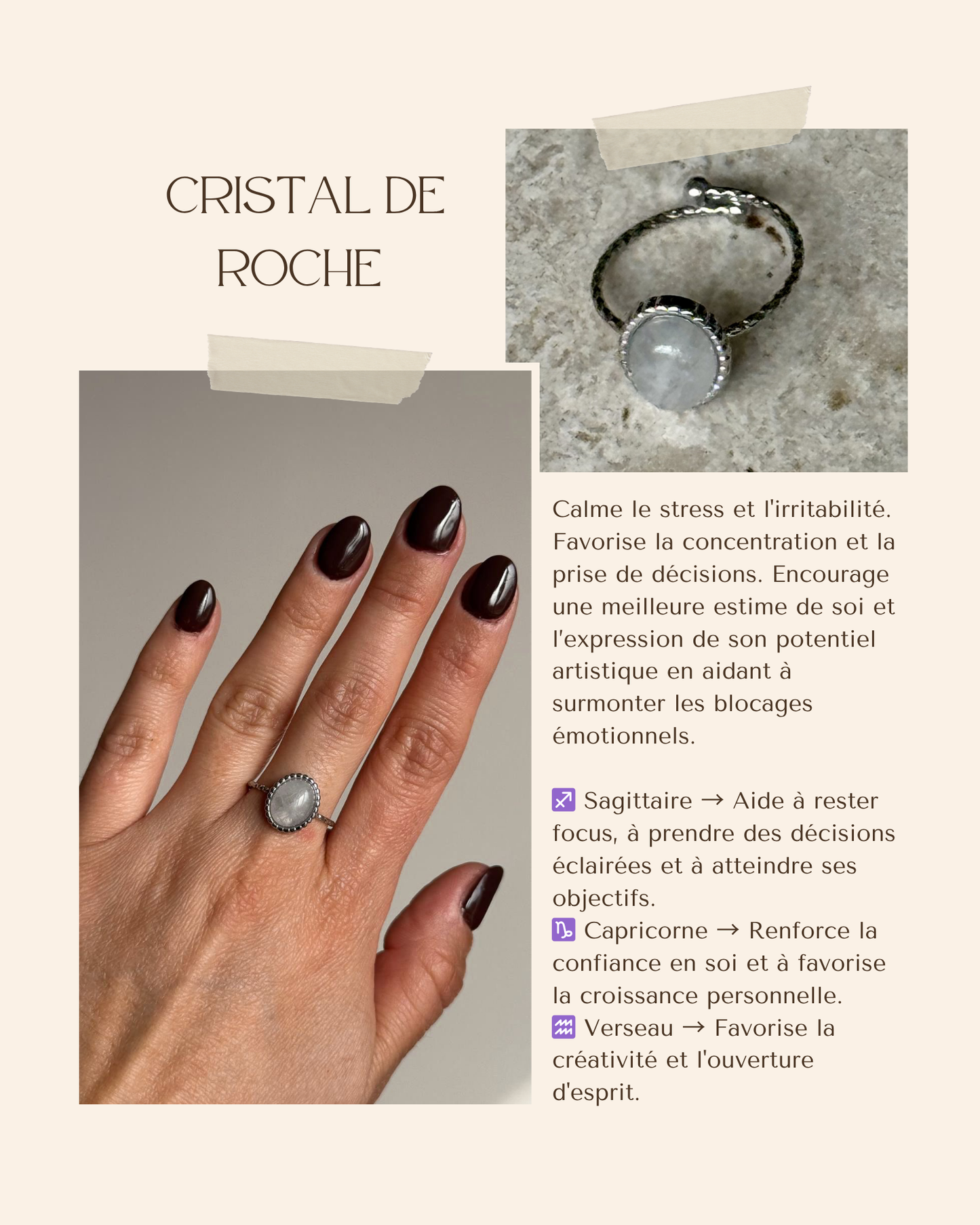 Bague acier inoxydable et pierre naturelle - Argent & diverses pierres