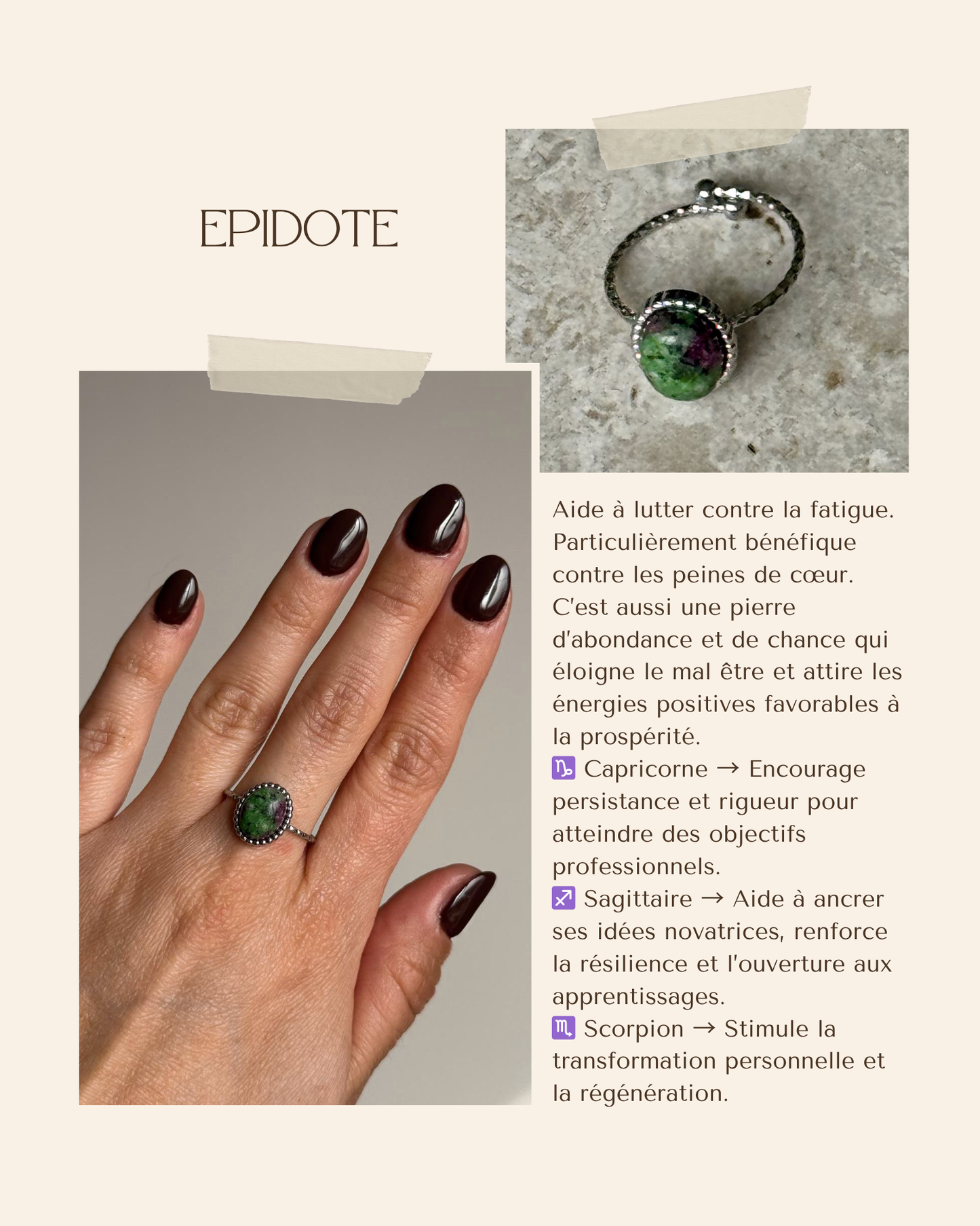 Bague acier inoxydable et pierre naturelle - Argent & diverses pierres