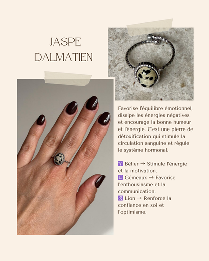 Bague acier inoxydable et pierre naturelle - Argent & diverses pierres
