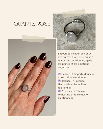 Bague acier inoxydable et pierre naturelle - Argent & diverses pierres