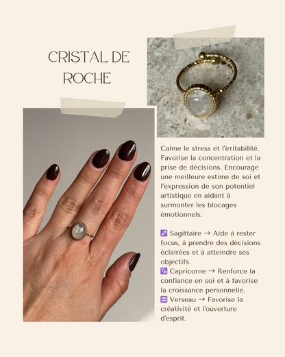 Bague acier inoxydable et pierre naturelle - Or & diverses pierres