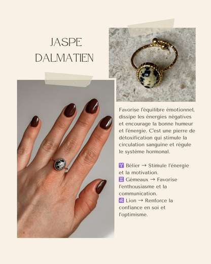 Bague acier inoxydable et pierre naturelle - Or & diverses pierres