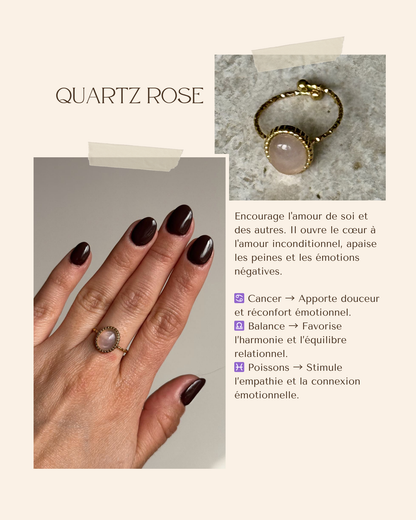 Bague acier inoxydable et pierre naturelle - Or & diverses pierres