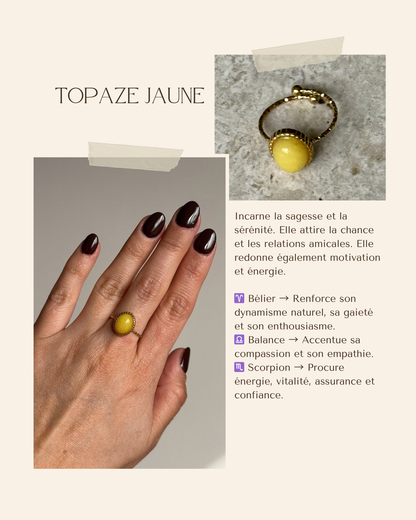 Bague acier inoxydable et pierre naturelle - Or & diverses pierres