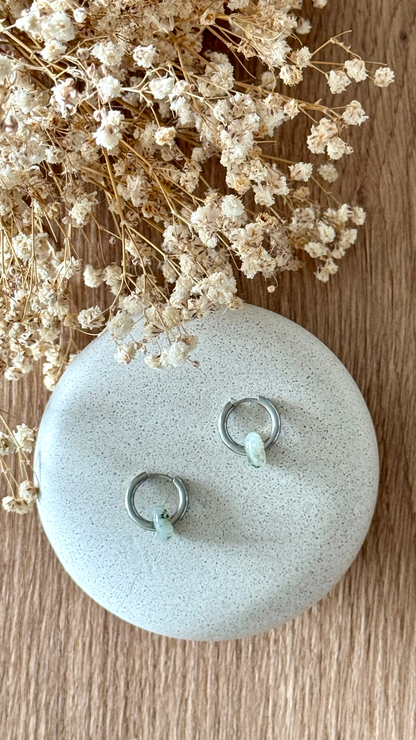 Boucles d'oreilles acier inoxydable et pierres naturelles - Anneaux argent & diverses pierres