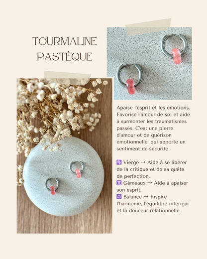 Boucles d'oreilles acier inoxydable et pierres naturelles - Anneaux argent & diverses pierres