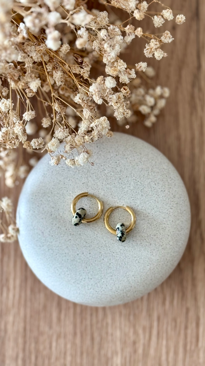 Boucles d'oreilles acier inoxydable et pierres naturelles - Anneaux or & diverses pierres