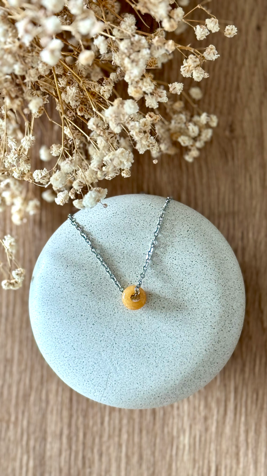 Collier acier inoxydable et pierre naturelle -Argent & diverses pierres