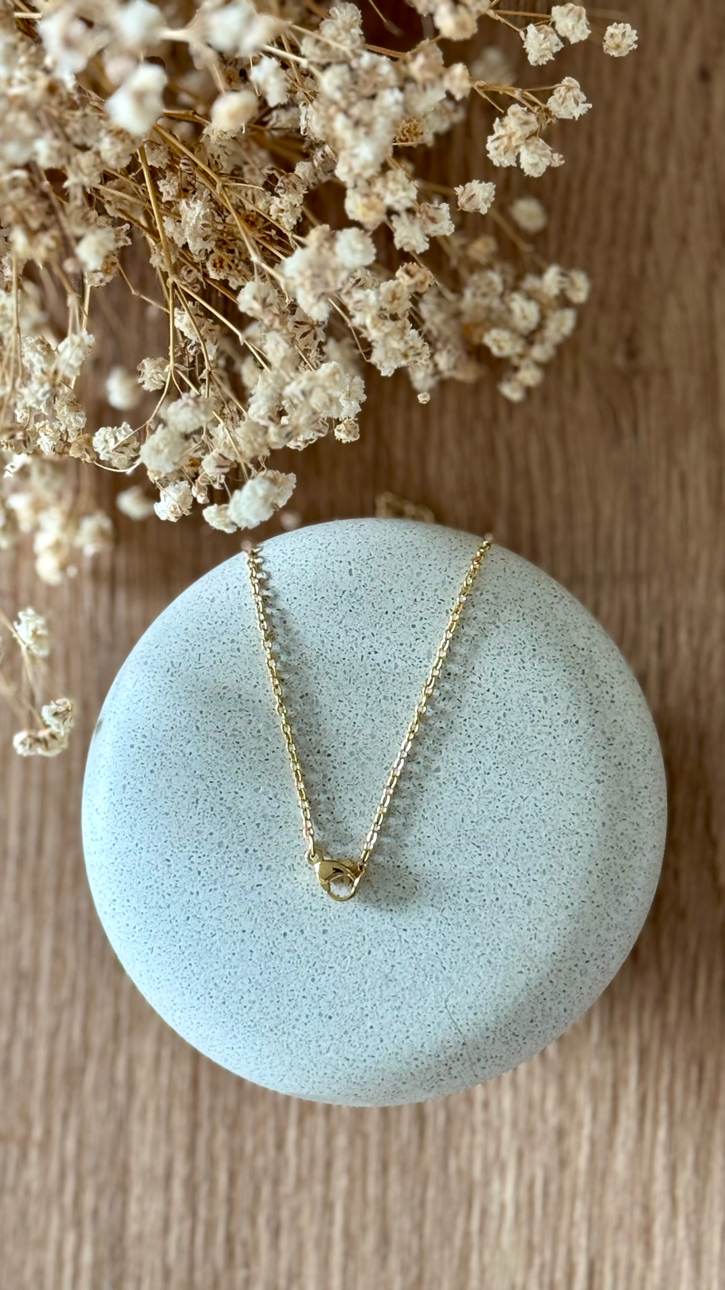 Collier acier inoxydable et pierre naturelle -Or & diverses pierres