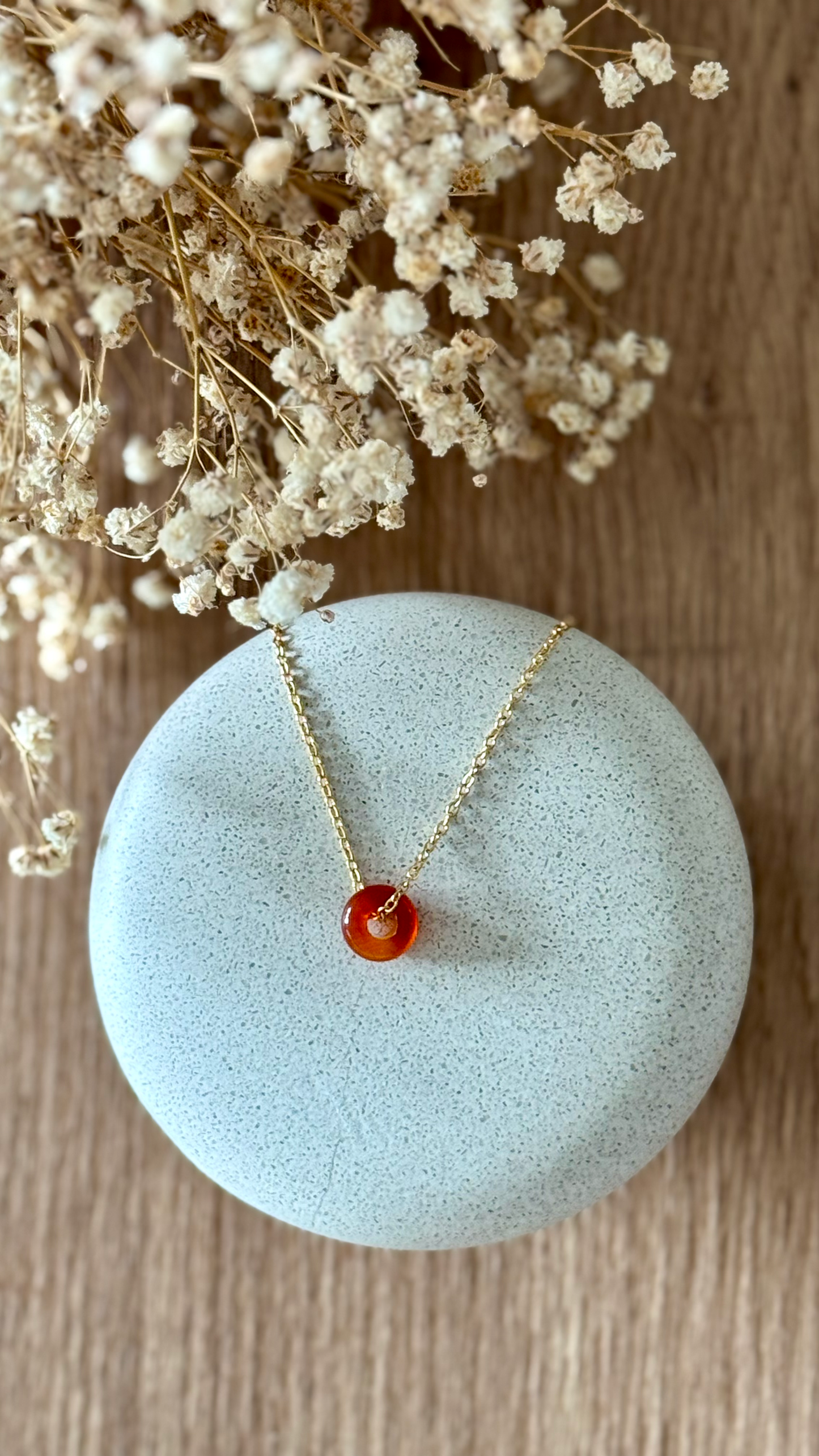 Collier acier inoxydable et pierre naturelle -Or & diverses pierres