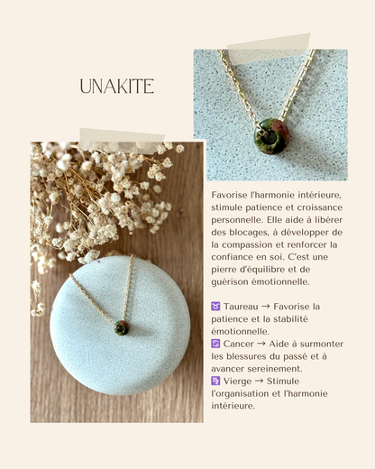 Collier acier inoxydable et pierre naturelle -Or & diverses pierres