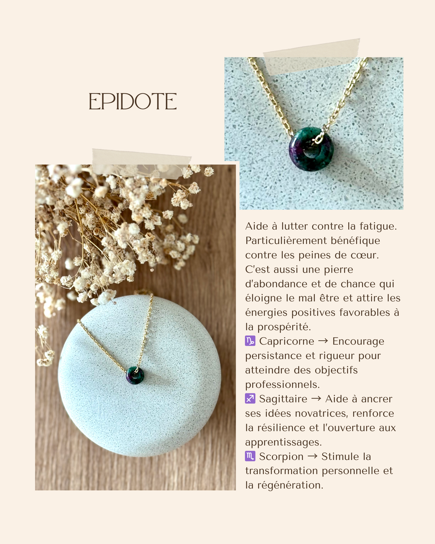 Collier acier inoxydable et pierre naturelle -Or & diverses pierres