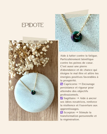 Collier acier inoxydable et pierre naturelle -Or & diverses pierres