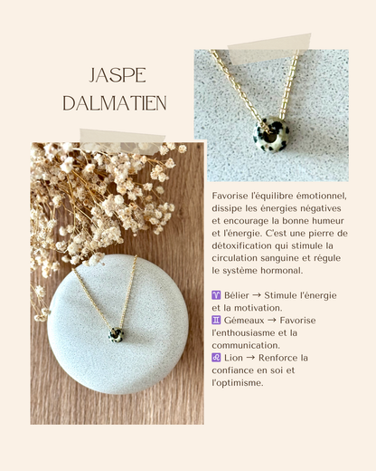 Collier acier inoxydable et pierre naturelle -Or & diverses pierres