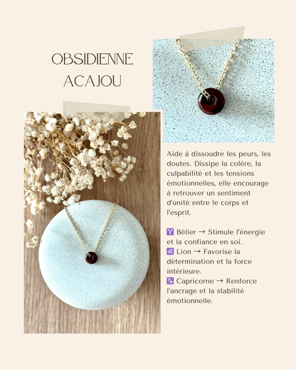Collier acier inoxydable et pierre naturelle -Or & diverses pierres