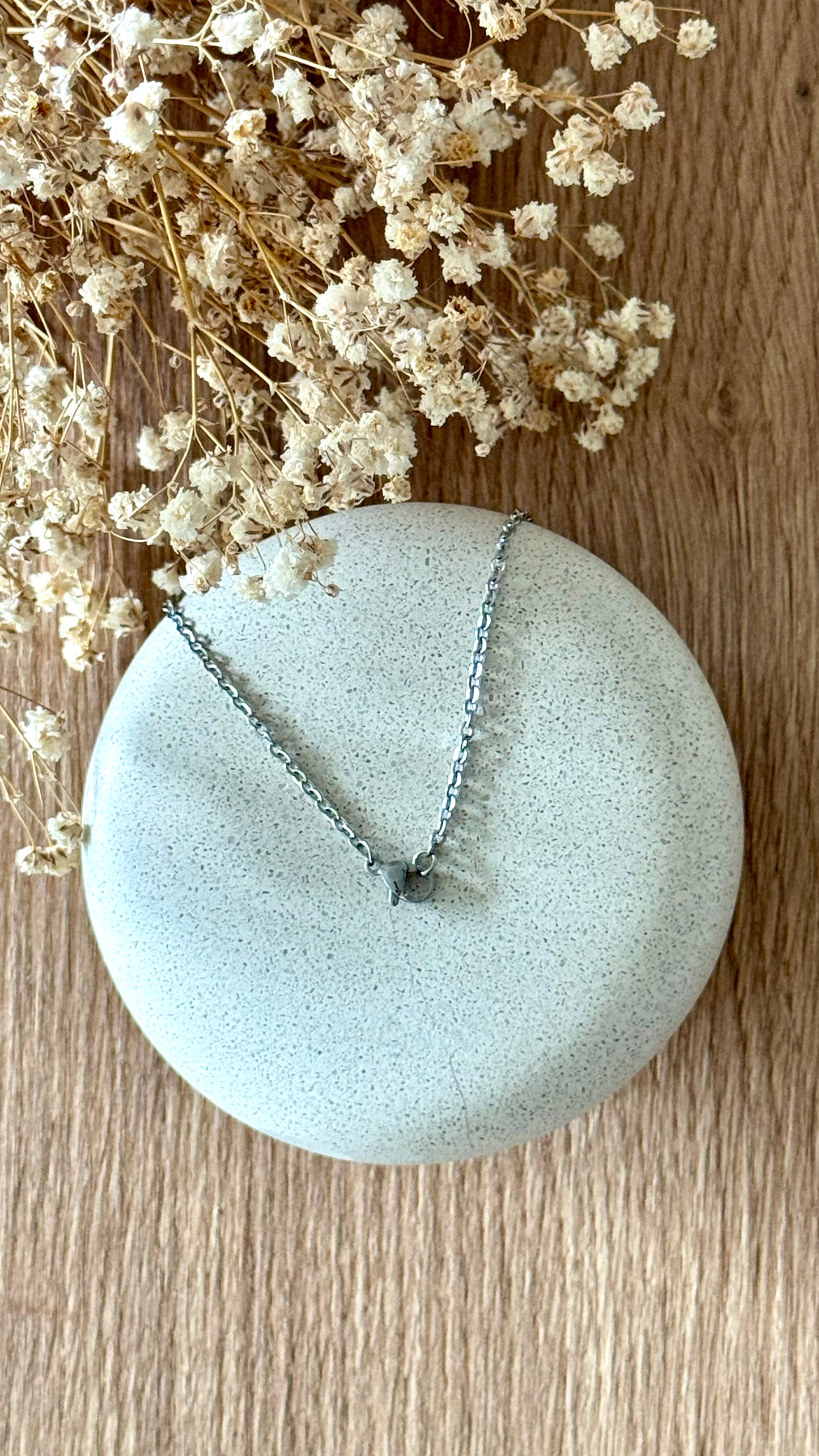 Collier acier inoxydable et pierre naturelle -Argent & diverses pierres